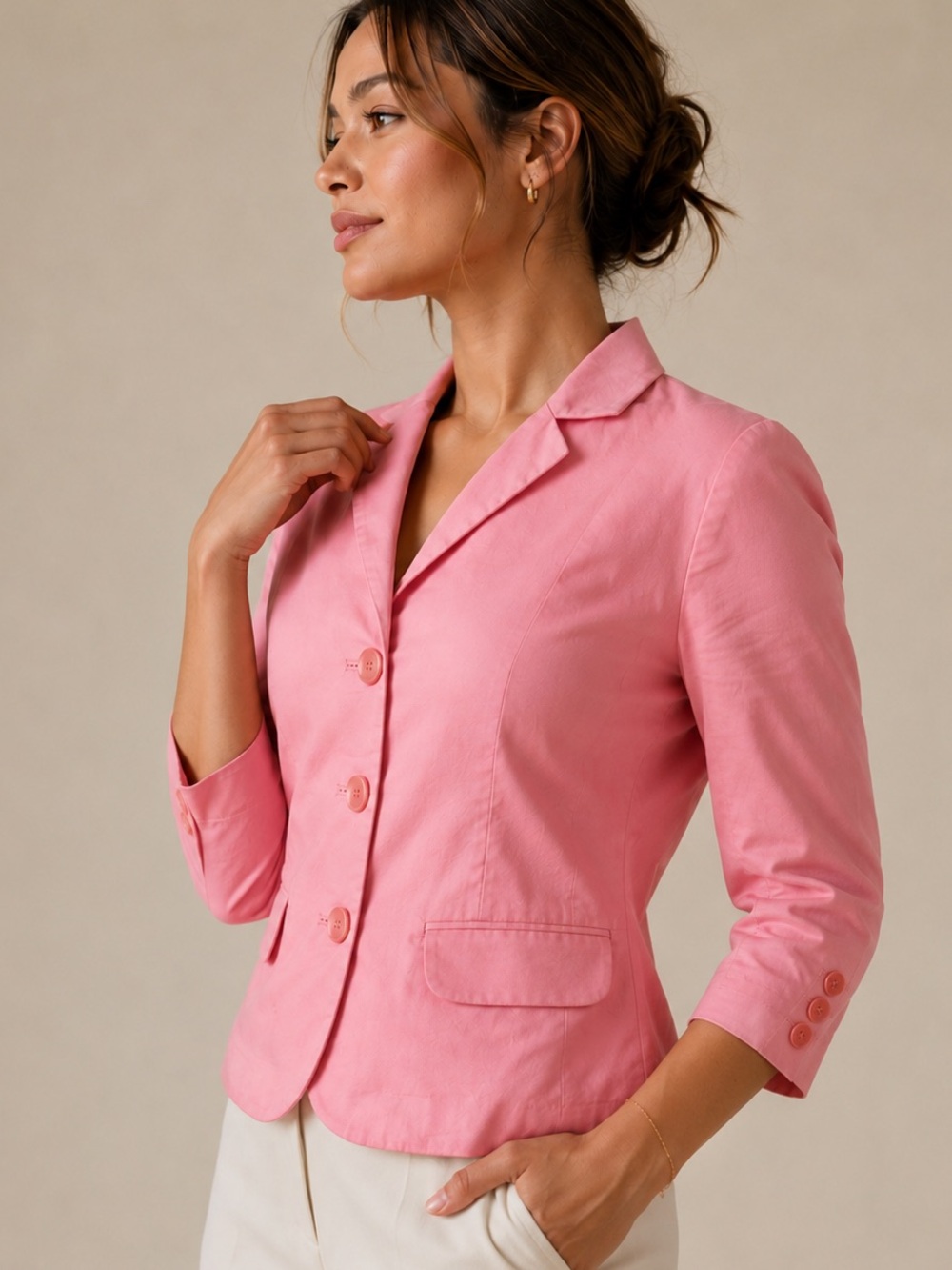 Old Navy Pink Tailored Three-Button Blazer